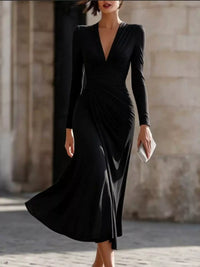 Full Size Ruched Long Sleeve Midi Dress Plus Size 101001442076109 52 Gifts for Her Jerry's Apparel 
