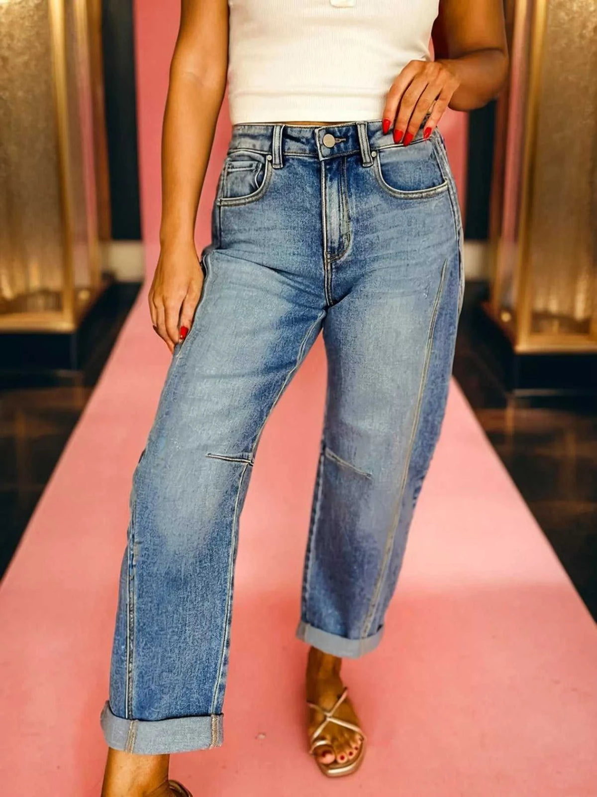 Vintage Washed Seam Detail Shift Jeans 100100563839679 76 Affordable Fashion Under $100 Jerry's Apparel 