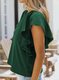 Full Size Ruffled Sleeve Ribbed Knit T-Shirt Plus Size 100100389504988 26 Affordable Fashion Under $100 Jerry's Apparel 