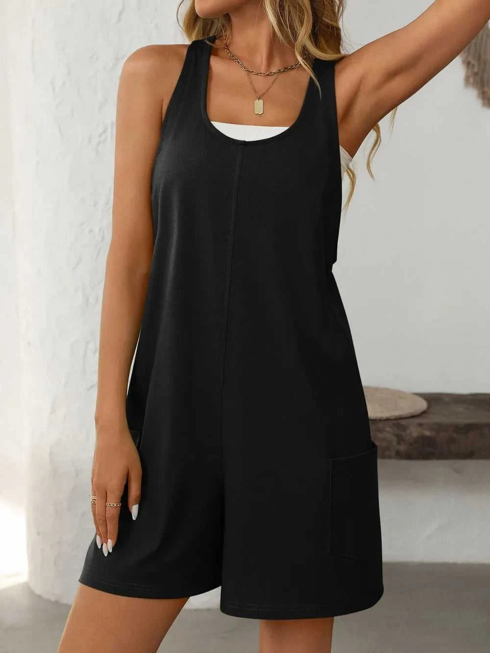 Mandy Pocketed Racerback Wide Strap Romper 100100608381245 22 Affordable Fashion Under $100 Jerry's Apparel 