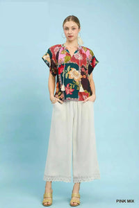 Umgee Mix Floral Patchwork Tassel Tie Top 100100389751612 45 Affordable Fashion Under $100 Jerry's Apparel 