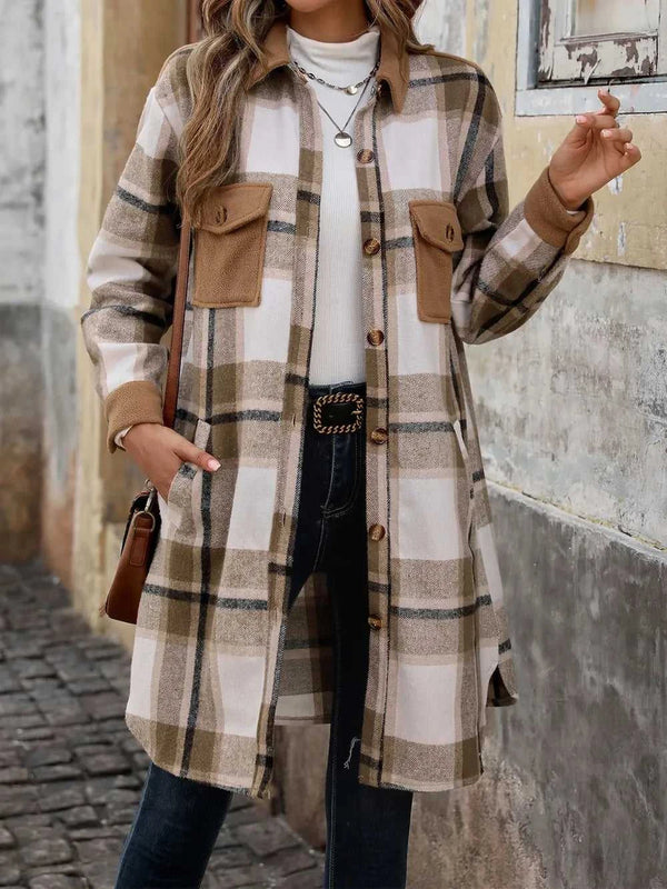 Perfee Plaid Button Up Long Sleeve Coat 100100414291349 51 Affordable Fashion Under $100 Jerry's Apparel 
