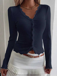 Lace Trim Long Sleeve Top 100100696599078 30 Affordable Fashion Under $100 Jerry's Apparel 