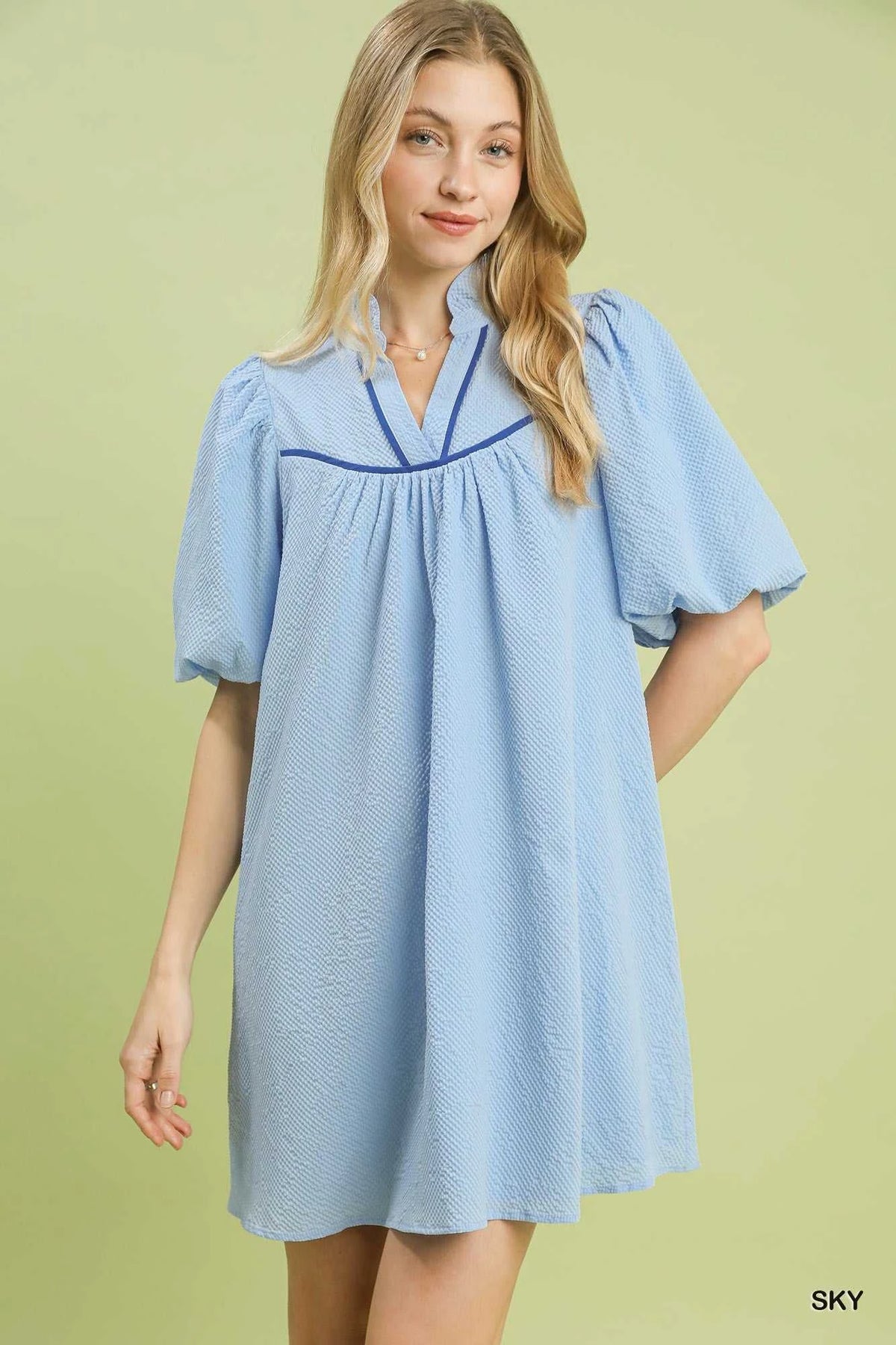 Umgee Seersucker Puff Sleeve Dress 100100676311022 51 Affordable Fashion Under $100 Jerry's Apparel 