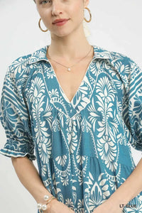 Umgee Two tone Border Print Midi Dress 100100454951485 62 Affordable Fashion Under $100 Jerry's Apparel 