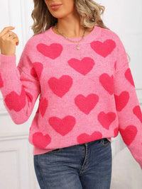 Valentine's Day Heart Pattern Round Neck Sweater 100100539364002 49 Affordable Fashion Under $100 Jerry's Apparel 