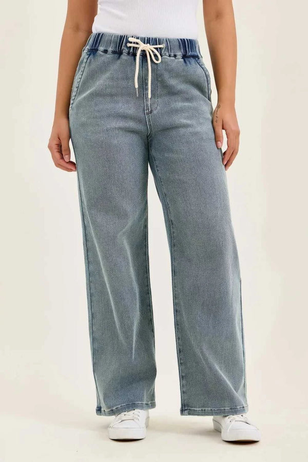 Judy Blue Hight Waist Wilhelmina Baggy Jeans with Md Aged Stone Blue Wash 100100535791651 75 Affordable Fashion Under $100 Jerry's Apparel 