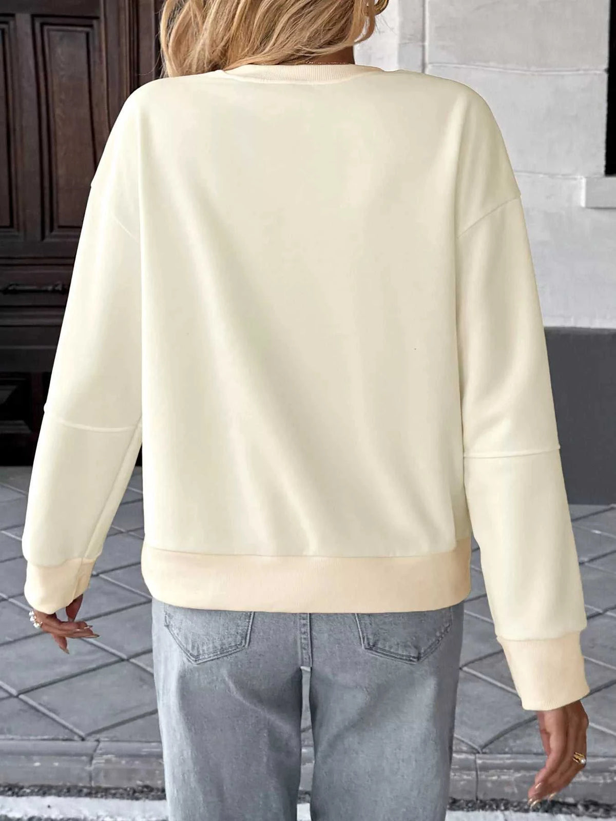 Bow Round Neck Dropped Shoulder Sweatshirt 100100349474048 39 Affordable Fashion Under $100 Jerry's Apparel 