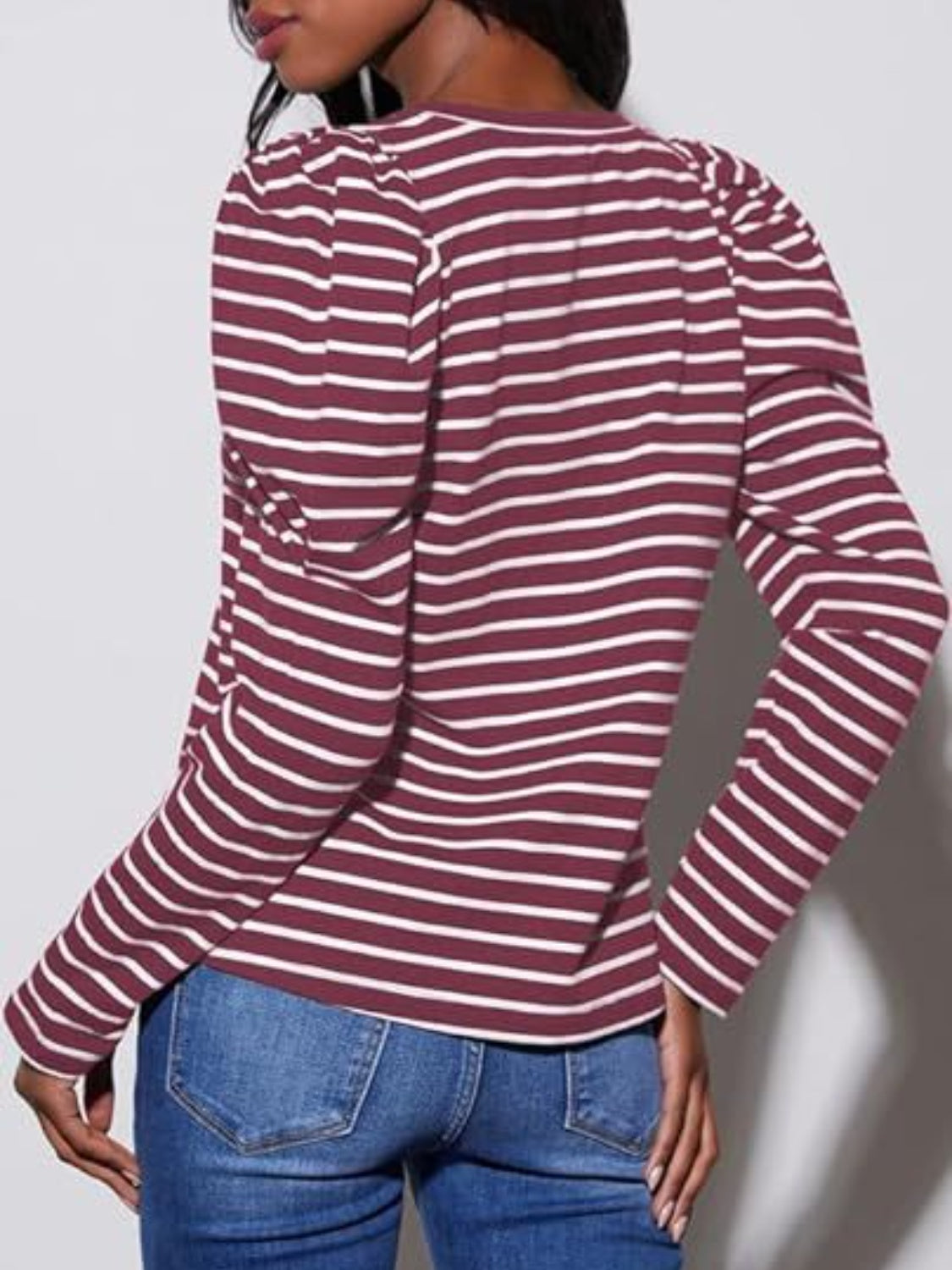 Striped Round Neck Long Sleeve T-Shirt