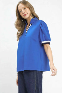 Umgee Luxe knit Contrast Trim Puff Sleeve Top 100100097911931 49 Affordable Fashion Under $100 Jerry's Apparel 