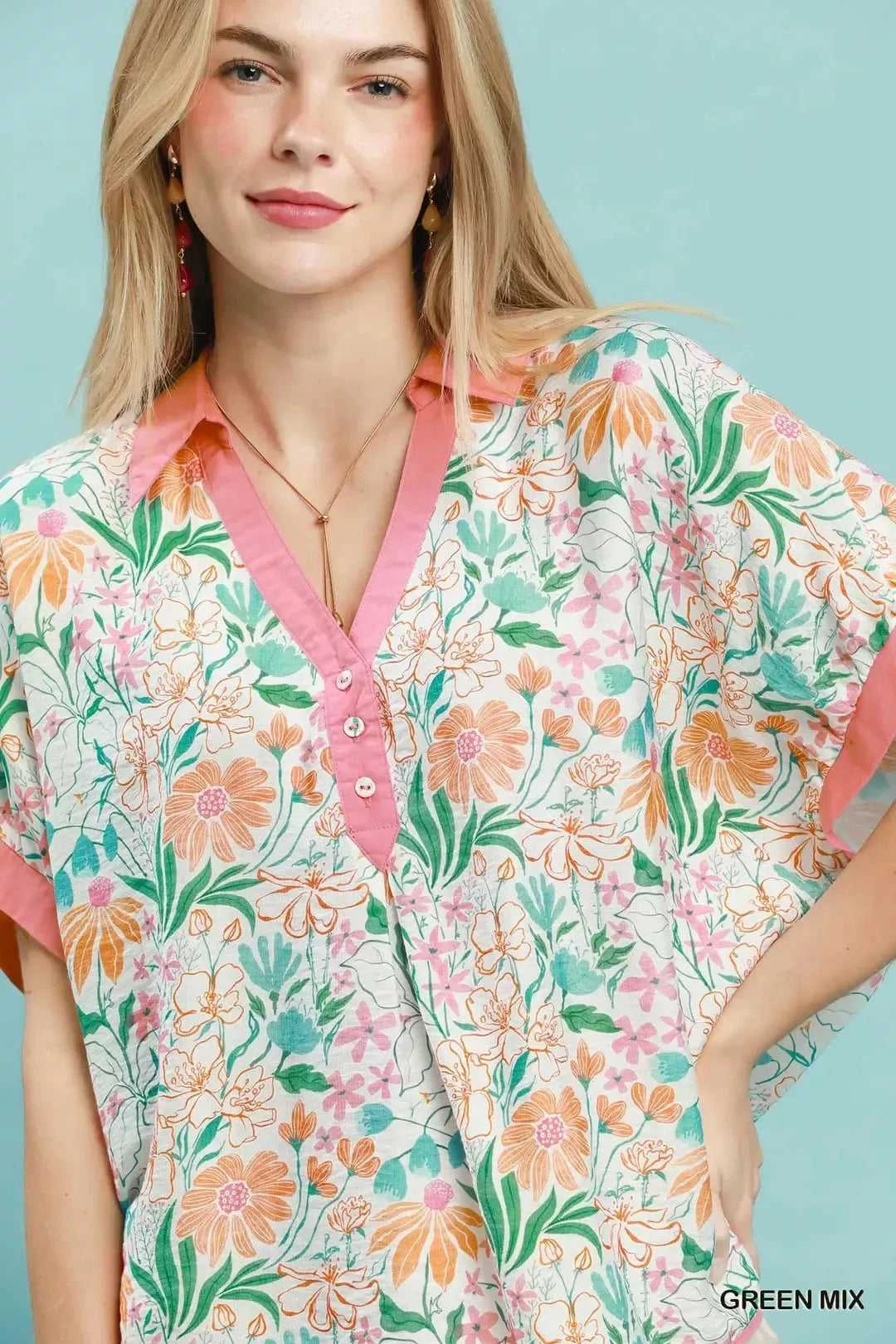 Umgee Floral Print Oversized Top 100100155031834 49 Affordable Fashion Under $100 Jerry's Apparel 