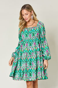 Full Size Printed Long Sleeve Dress