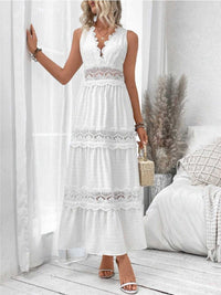 Full Size Lace Tied Swiss Dot Sleeveless Maxi Dress Plus Size 100100664763074 47 Affordable Fashion Under $100 Jerry's Apparel 