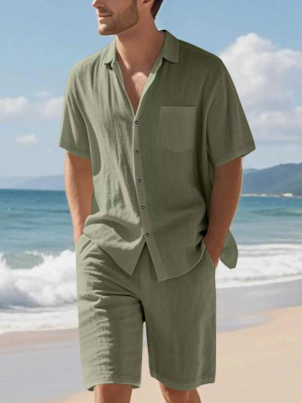 Men's Full Size Casual Button Up Shirt and Shorts Set Plus Size 100400482056628 44 Affordable Fashion Under $100 Jerry's Apparel 
