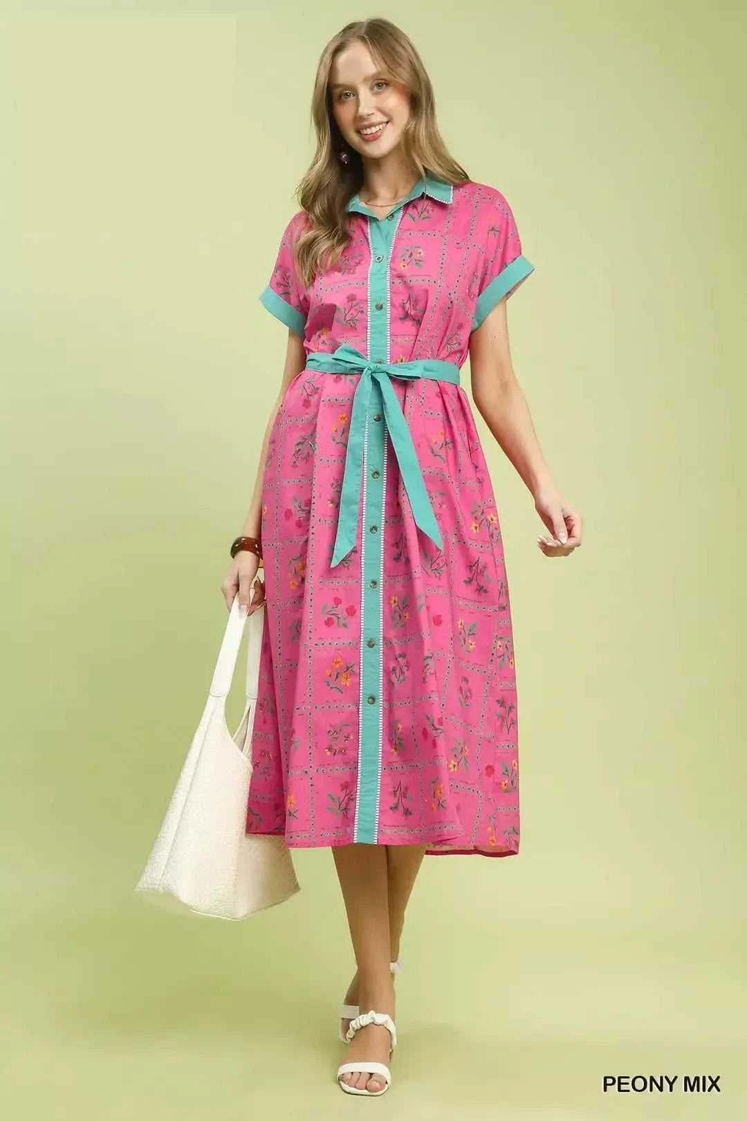 Umgee Mix Floral Button-Front Midi Dress 100100951291613 62 Affordable Fashion Under $100 Jerry's Apparel 