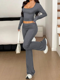 Long Sleeve Crop Top and Bootcut Pants Set 100100923609172 63 Affordable Fashion Under $100 Jerry's Apparel 