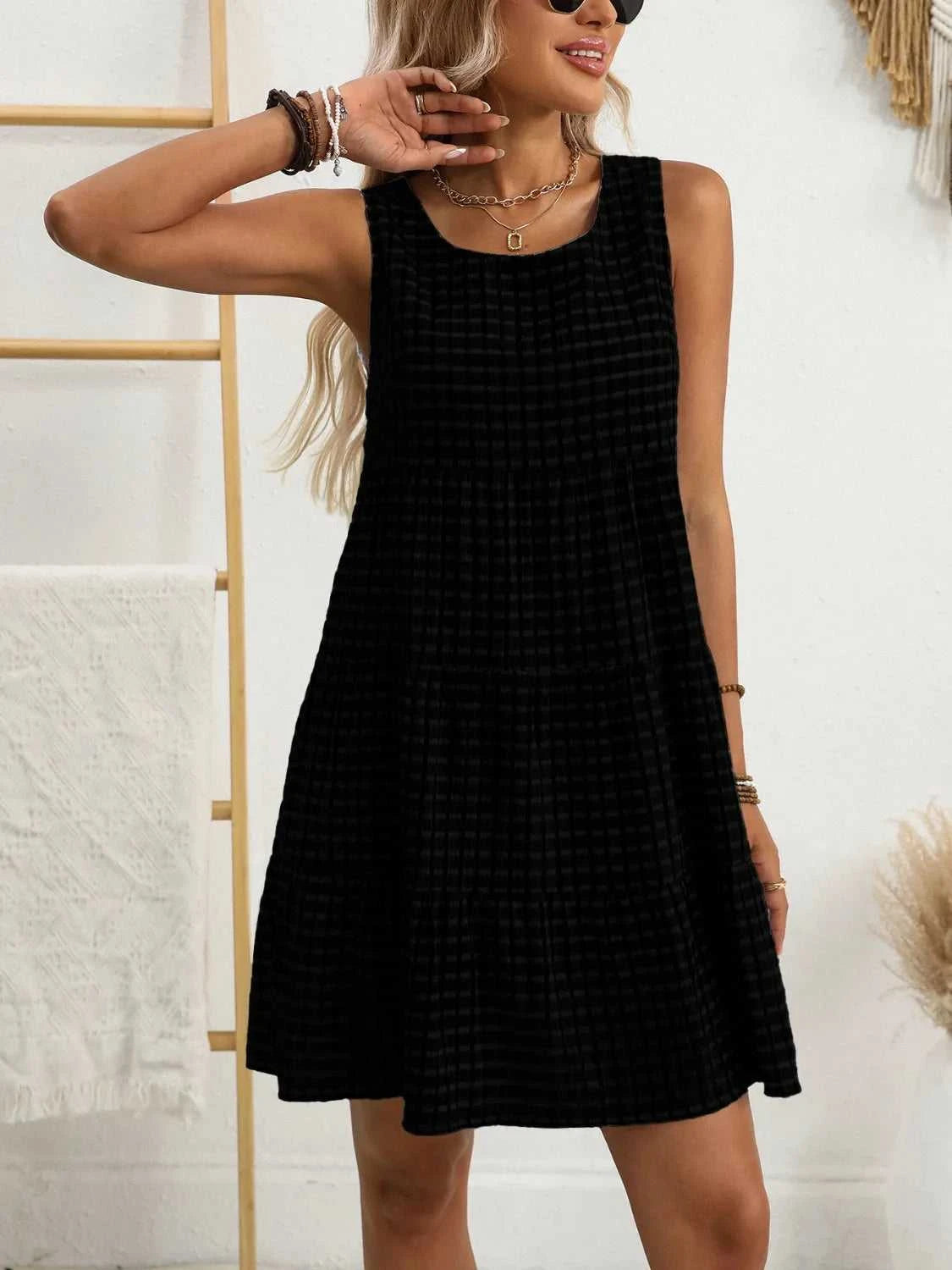 Plaid Round Neck Sleeveless Mini Dress 100100093541083 32 Affordable Fashion Under $100 Jerry's Apparel 