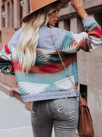 Geometric Print Denim Jacket 100100741713298 68 Affordable Fashion Under $100 Jerry's Apparel 