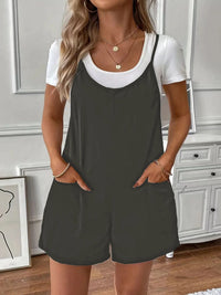 Full Size Scoop Neck Spaghetti Strap Overalls Plus Size