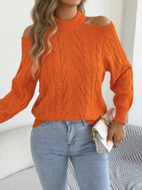 Cold Shoulder Cable Knit Sweater 101002208238460 36 Affordable Fashion Under $100 Jerry's Apparel 
