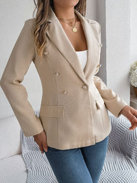 Decorative Pocket Flap Lapel Collar Long Sleeve Blazer