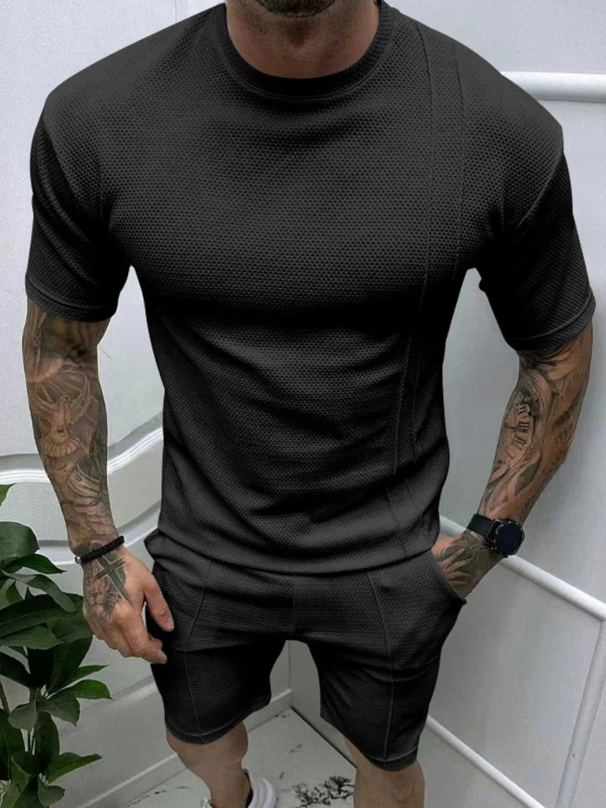 Men's Full Size Round Neck Tee and Shorts Set Plus Size 100400096585534 39 Affordable Fashion Under $100 Jerry's Apparel 