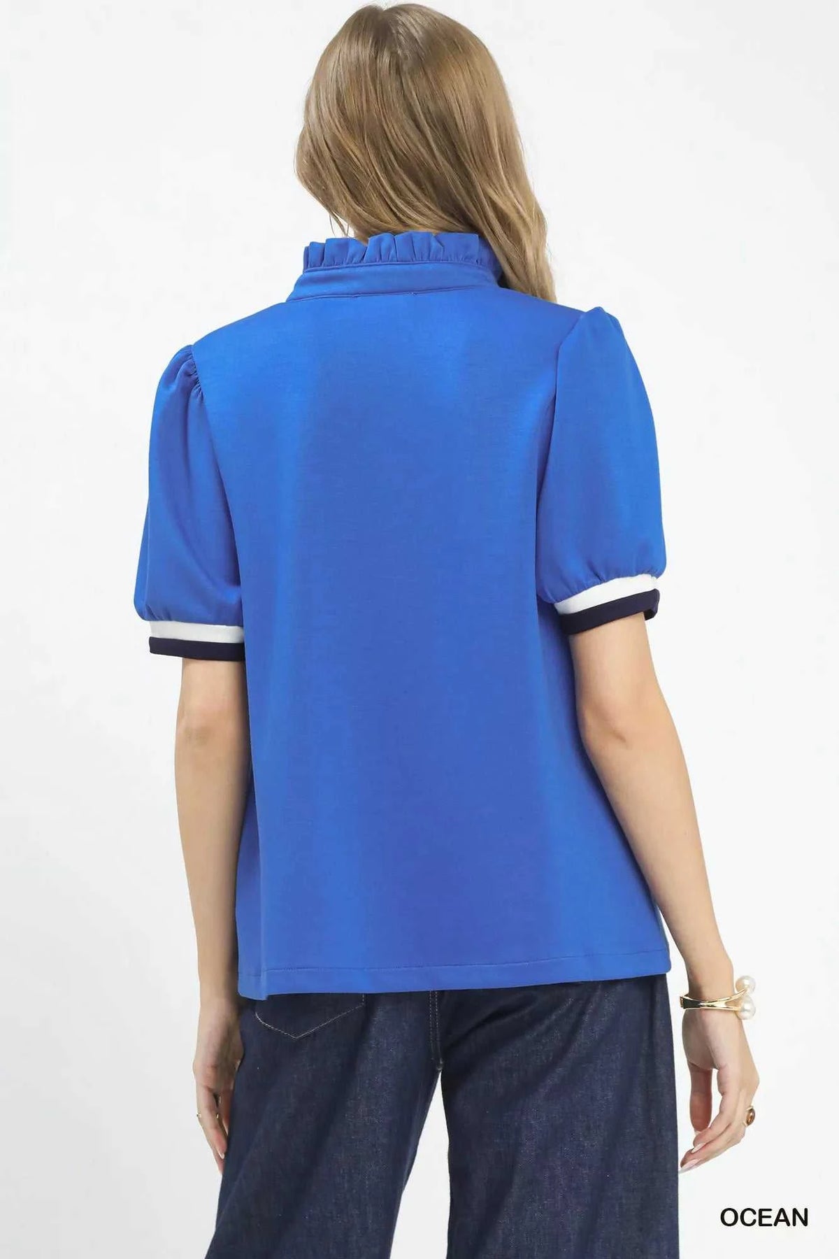 Umgee Luxe knit Contrast Trim Puff Sleeve Top 100100097911931 49 Affordable Fashion Under $100 Jerry's Apparel 