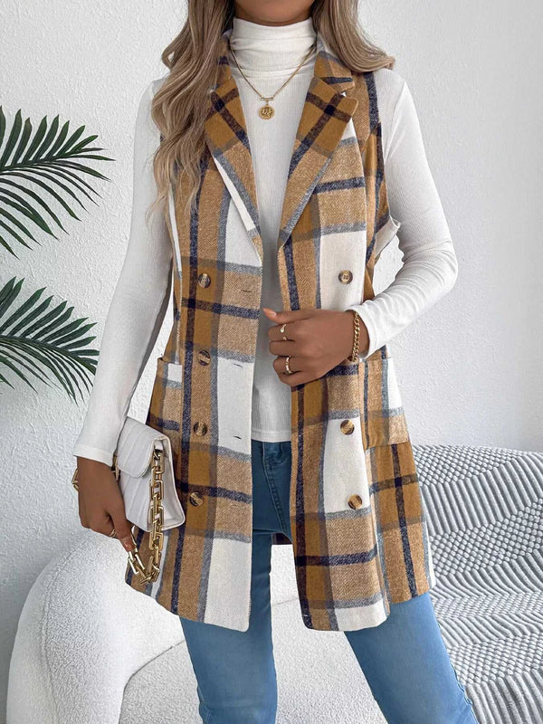 Plaid Double-Breasted Vest Coat 100100895699869 38 Affordable Fashion Under $100 Jerry's Apparel 