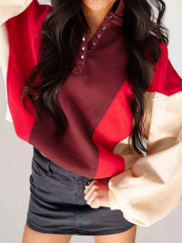 Color Block Patchwork Snap Button Oversize Hoodie 100100428996241 63 Affordable Fashion Under $100 Jerry's Apparel 