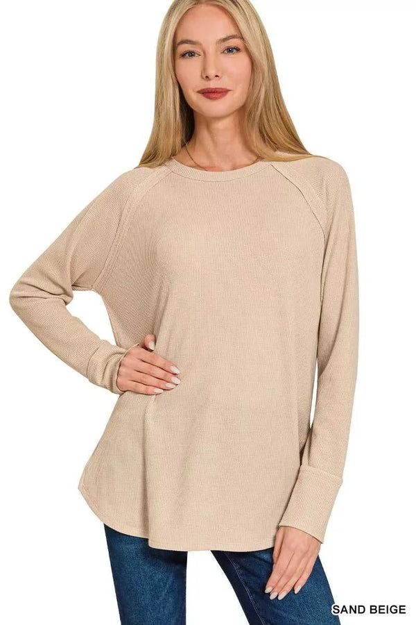 Zenana Baby Waffle Long Sleeve Top 100100257841725 21 Affordable Fashion Under $100 Jerry's Apparel 