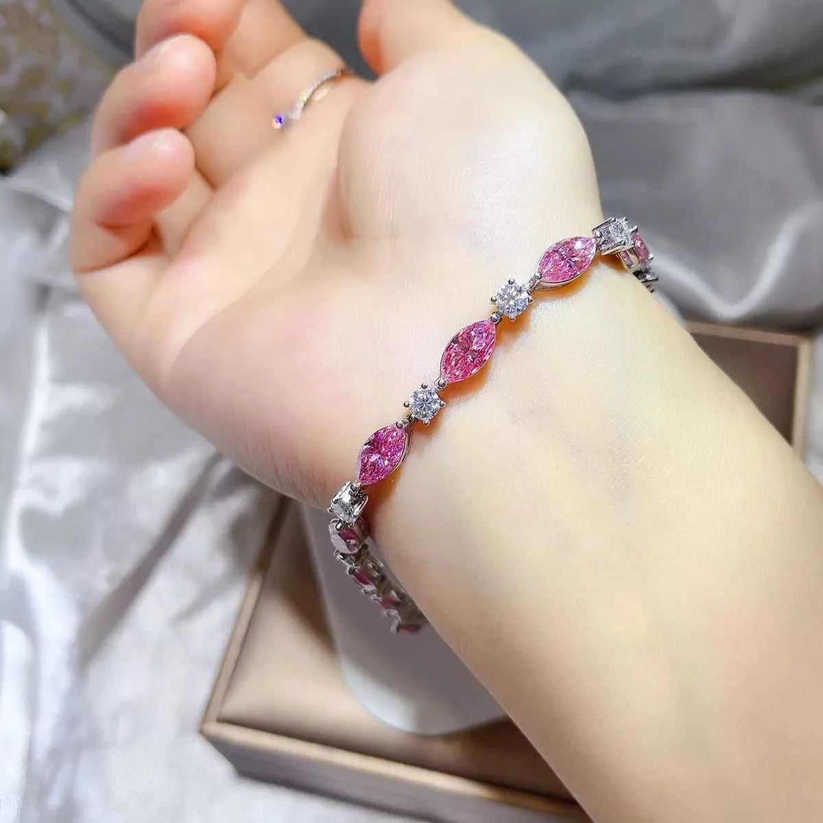 925 Sterling Silver Moissanite Bracelet 100500546311810 407 Jerry's Apparel 