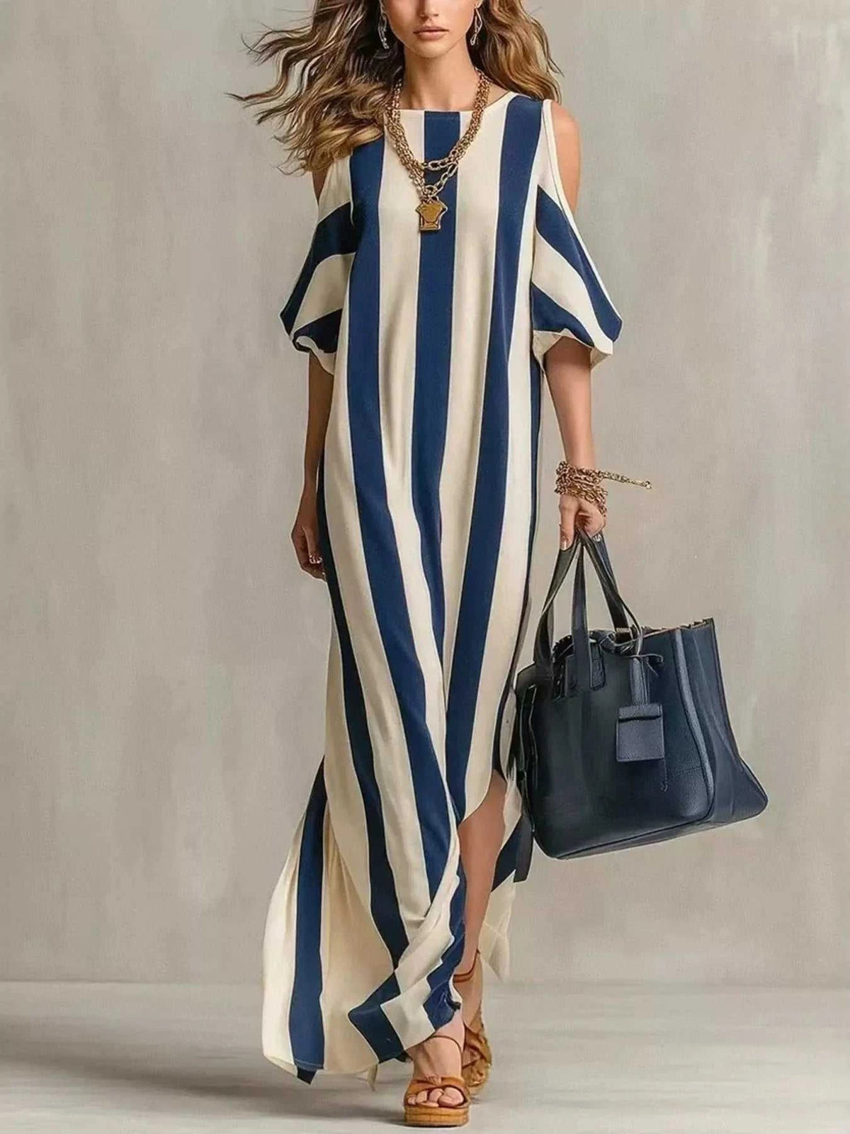 Striped Cold Shoulder Maxi Dress 100100347460143 32 Affordable Fashion Under $100 Jerry's Apparel 