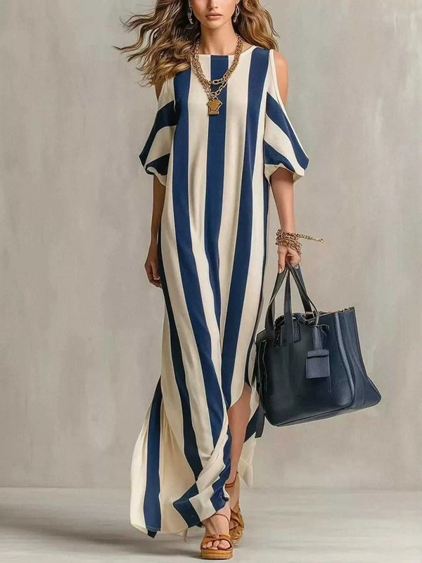 Striped Cold Shoulder Maxi Dress 100100347460143 32 Affordable Fashion Under $100 Jerry's Apparel 