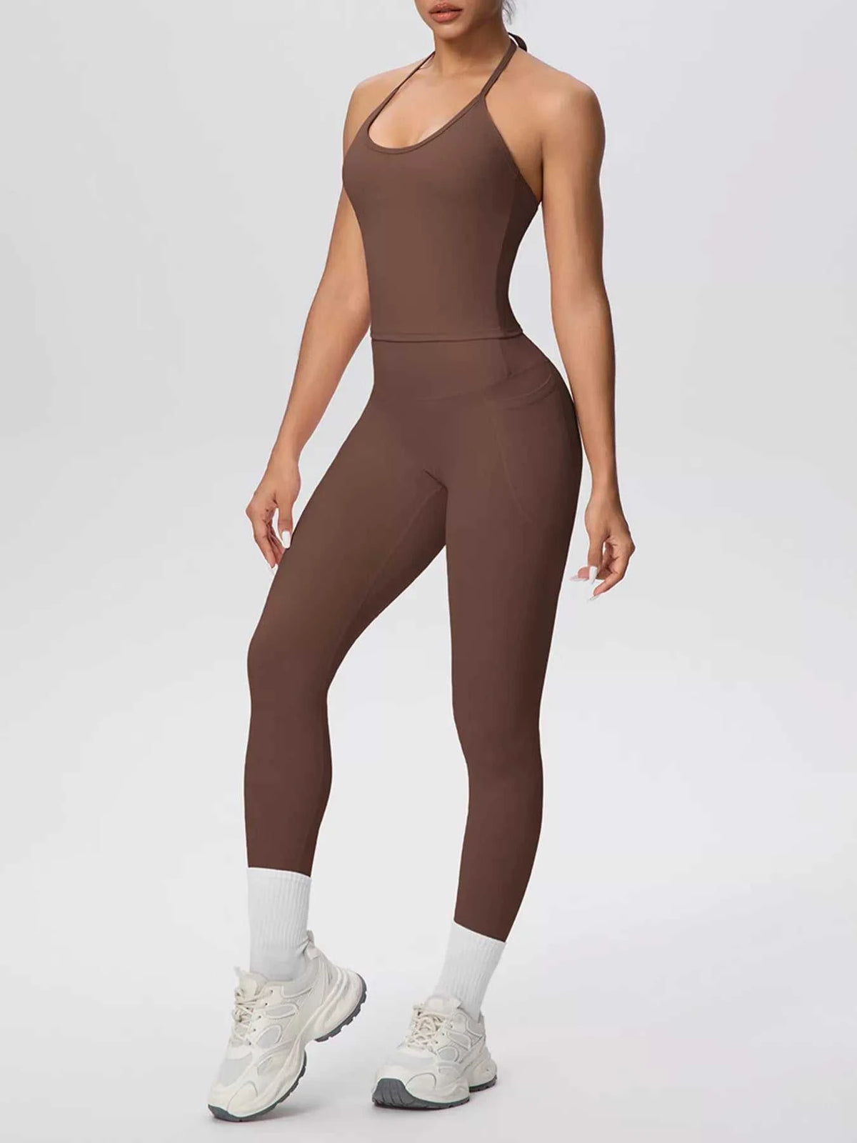 Halter Neck Cami and High-Waisted Leggings Active Set 101006856970414 89 Affordable Fashion Under $100 Jerry's Apparel 