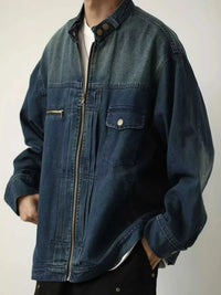 Men's Full Size Washed Zip Up Denim Jacket Plus Size 104003330203490 77 Affordable Fashion Under $100 Jerry's Apparel 