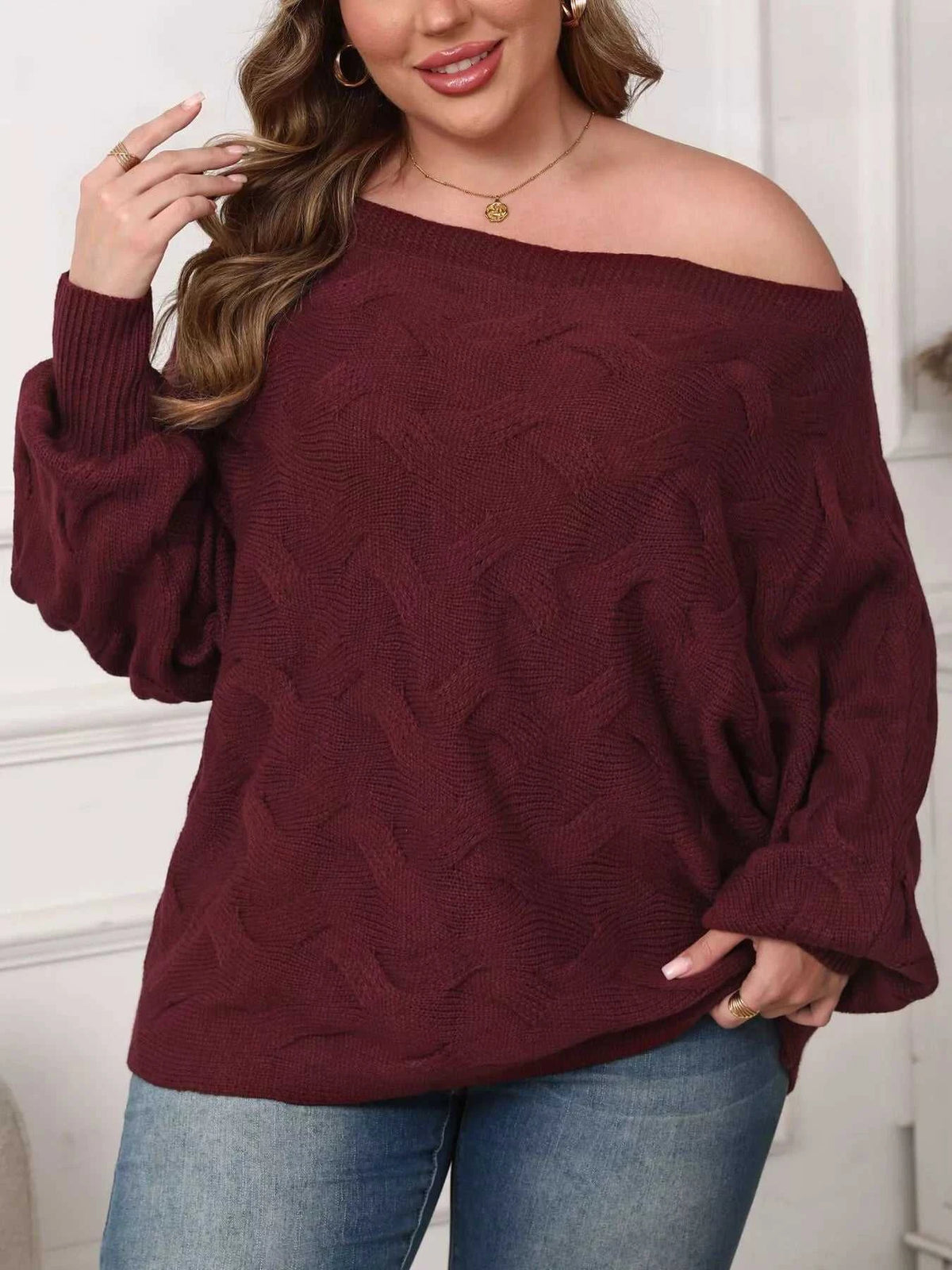 Plus Size Off-Shoulder Long Sleeve Sweater 101002543718433 41 Affordable Fashion Under $100 Jerry's Apparel 