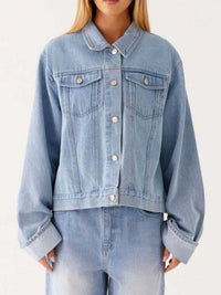 Button Down Cropped Oversized Denim Jacket 100100003789645 47 Affordable Fashion Under $100 Jerry's Apparel 
