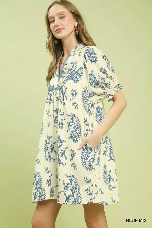 Umgee Mix Paisley Scallop Trim Dress 100100865561978 55 Affordable Fashion Under $100 Jerry's Apparel 
