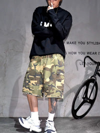 Men's Plus Size Camo Cargo Shorts with Multi-Pocket