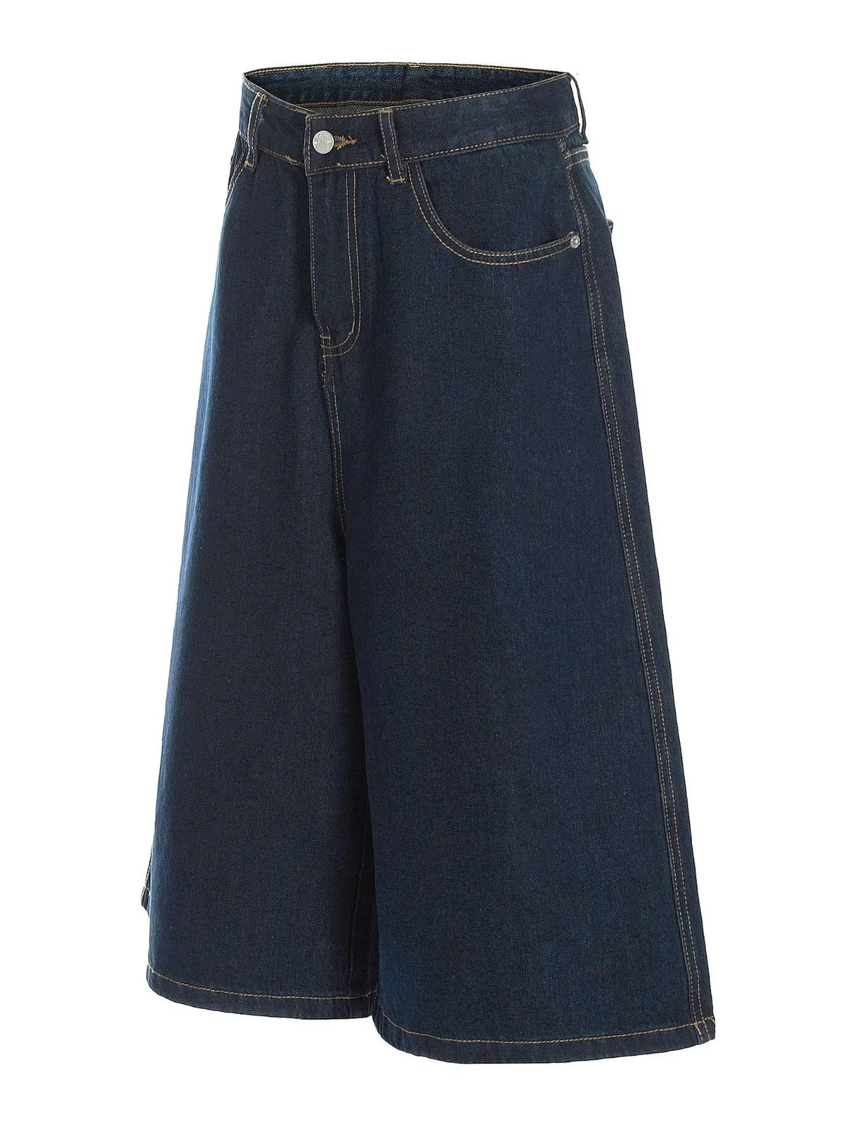 Men's Wide Leg Wash Denim Shorts