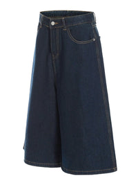 Men's Wide Leg Wash Denim Shorts