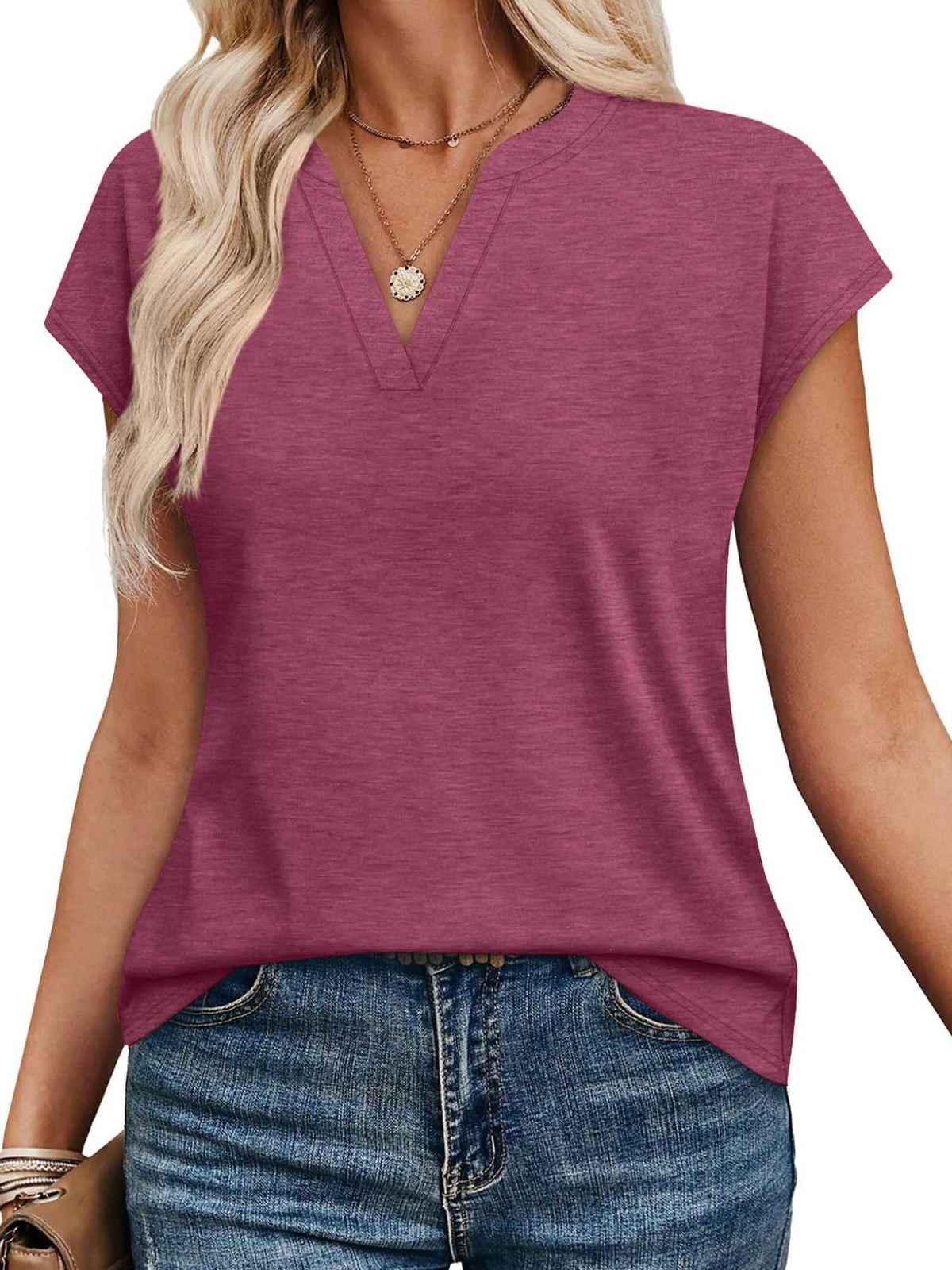 Notched Short Sleeve T-Shirt 100100058945563 25 Affordable Fashion Under $100 Jerry's Apparel 