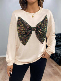 Sequined Bow Round Neck Sweatshirt 100100080296856 39 Affordable Fashion Under $100 Jerry's Apparel 