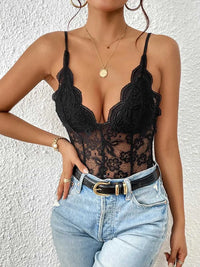 Perfee Lace V-Neck Spaghetti Strap Bodysuit 100100550421815 25 Gifts for Her Jerry's Apparel 