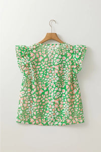 Floral Print Ruffle Sleeve Blouse