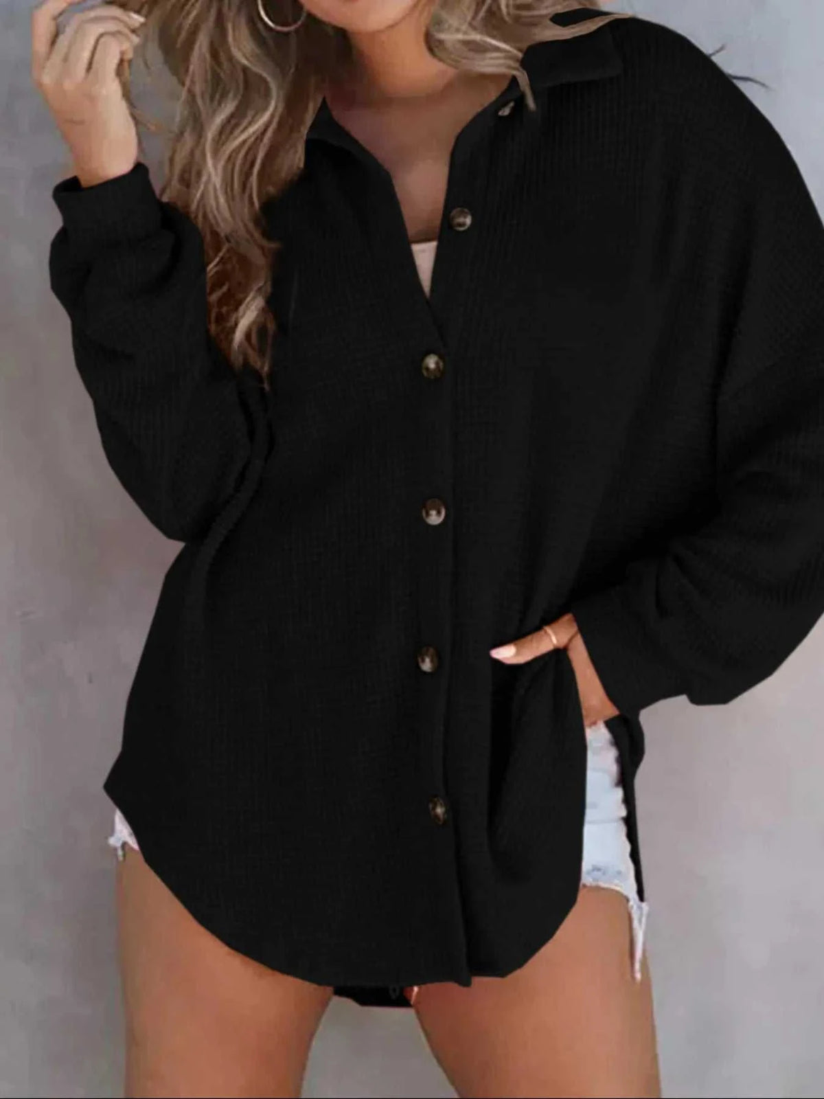 Waffle Knit Button-Down Shirt 100100280060747 40 Affordable Fashion Under $100 Jerry's Apparel 