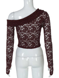 Lace One-Shoulder Long Sleeve Top 100100647257640 26 Affordable Fashion Under $100 Jerry's Apparel 