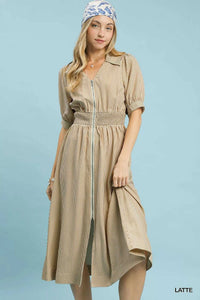 Umgee Striped Midi Dress with Front Zipper 100100380891775 62 Affordable Fashion Under $100 Jerry's Apparel 