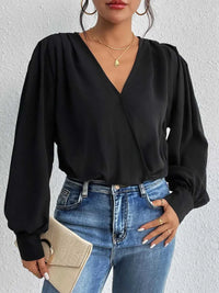 Perfee Surplice Ruched Long Sleeve Bodysuit 100100552521951 34 Gifts for Her Jerry's Apparel 