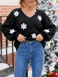 Snowflake Textured V-Neck Sweater 101002212171336 40 Affordable Fashion Under $100 Jerry's Apparel 